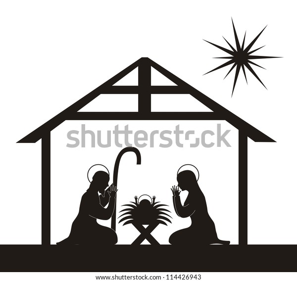 Black Silhouette Nativity Scene Isolated Vector Stock Vector (Royalty ...