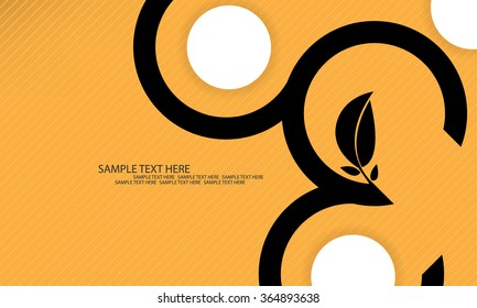 black silhouette nature leaf around circular round lines