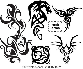 Black silhouette neck tattoo vector graphic design