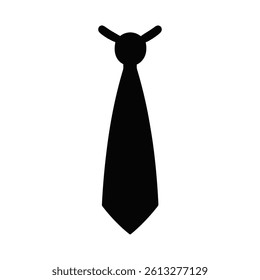 A black silhouette of a necktie with a shirt collar.