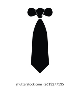 A black silhouette of a necktie with a shirt collar.