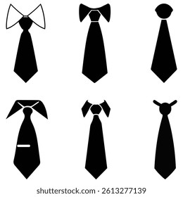A black silhouette of a necktie with a shirt collar.