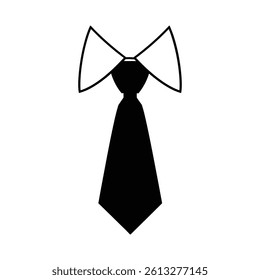 A black silhouette of a necktie with a shirt collar.