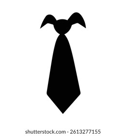 A black silhouette of a necktie with a shirt collar.
