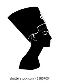 Black silhouette Nefertiti on a white background