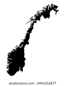 Schwarze Silhouette eines norway Land Landkarte