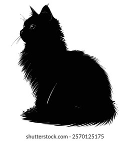 Black silhouette of a Norwegian Forest Cat