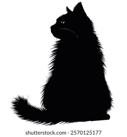 Black silhouette of a Norwegian Forest Cat