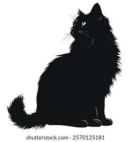 Black silhouette of a Norwegian Forest Cat