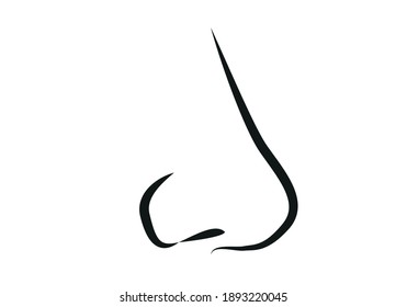 Black silhouette of a nose on white background.