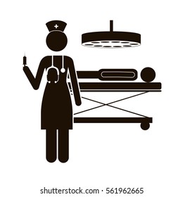 black silhouette nurse in operations room with pacient
