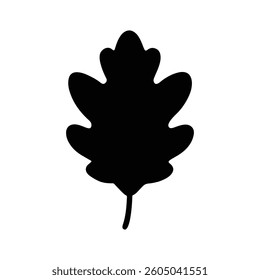Black Silhouette of Oak Leaf icon vector on white background