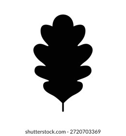 Uma silhueta preta de uma folha de carvalho sobre um fundo branco, um design simples, mas elegante que mostra a beleza da natureza e a arte do minimalismo.