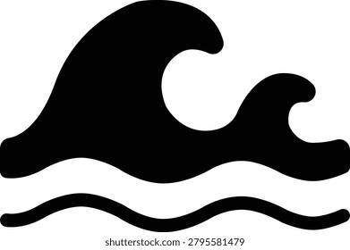 Black Silhouette Ocean Wave Icon