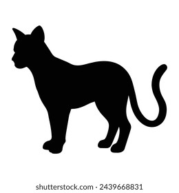 black silhouette of a ocelot on white