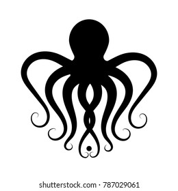 black silhouette of an octopus. logo for a seafood restaurant or frozen product. emblem for diving or oceanarium