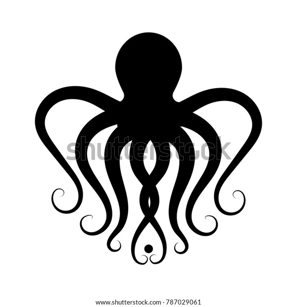 Black Silhouette Octopus Logo Seafood Restaurant Stock Vector (Royalty ...