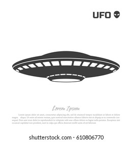 Black silhouette ofa UFO on  white background. Vector illustration
