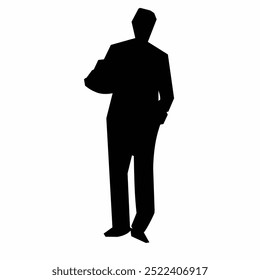 Black silhouette office worker simple vector art