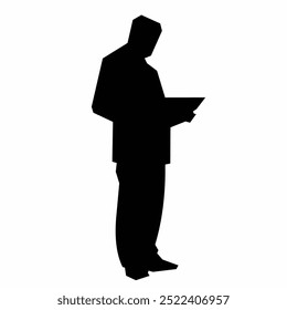 Black silhouette office worker simple vector art