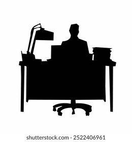 Black silhouette office worker simple vector art