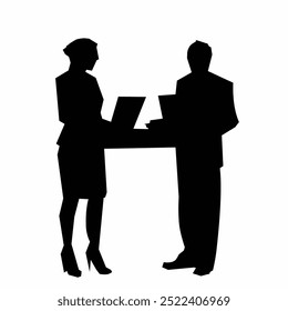 Black silhouette office worker simple vector art