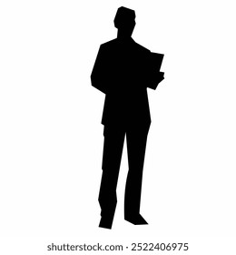 Black silhouette office worker simple vector art