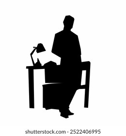 Black silhouette office worker simple vector art