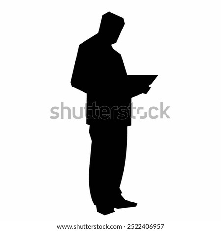 Black silhouette office worker simple vector art