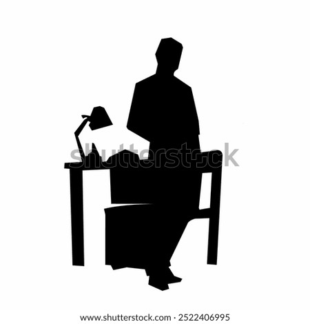 Black silhouette office worker simple vector art