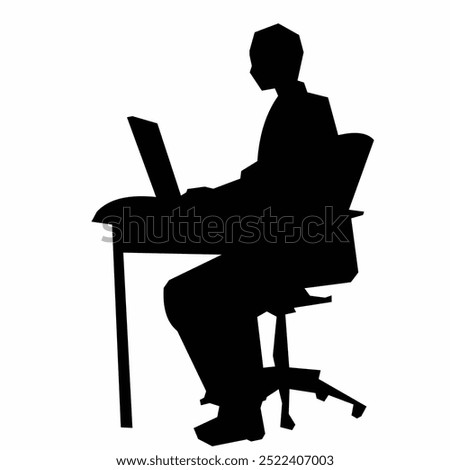 Black silhouette office worker simple vector art