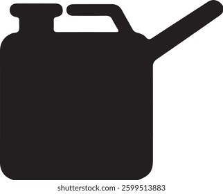 A black silhouette of an oil can, perfect for representing automotive supplies, DIY projects, or general industrial uses.