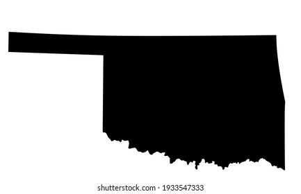 black silhouette of Oklahoma state map in USA on white background