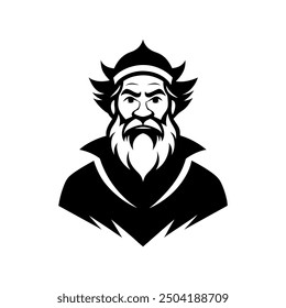 A black silhouette of an Old Man Logo Design template 	