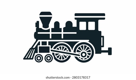 Black silhouette of old steam train