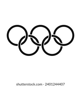 Silueta negra de los anillos olímpicos. Símbolo de competición deportiva negra sobre fondo blanco, vector