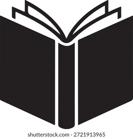 Una silueta negra de un libro abierto que representa el conocimiento y el aprendizaje y la alegría de leer.