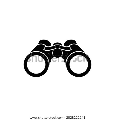 Black silhouette of optical binoculars for birdwatching isolated on white background