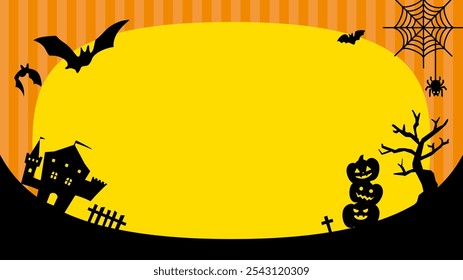 Black Silhouette and Orange Halloween Banner Background