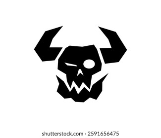 A black silhouette of an orc with a beastly skull, horns, and a fierce grin, symbolizing savage warriors, monstrous hordes, and fantasy chaos.