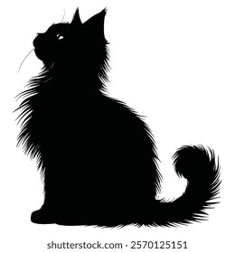 Black silhouette of a Oriental Longhair