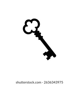 Black silhouette of an ornate antique key