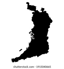 black silhouette of an osaka map of japan on a white background