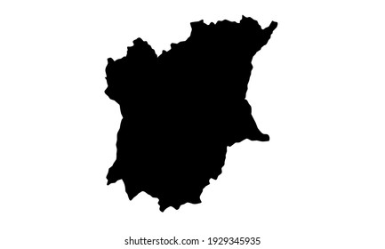 silueta negra en el mapa del estado del sol en Nigeria sobre fondo blanco