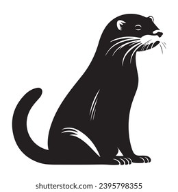 A black Silhouette otter animal vactor