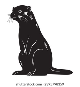 A black Silhouette otter animal vactor