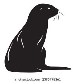 A black Silhouette otter animal vactor