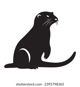 A black Silhouette otter animal vactor