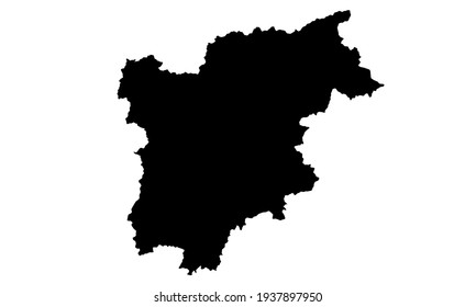 black silhouette of our map of Trento in Italy on a white background