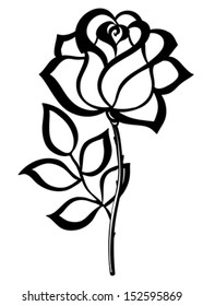 black silhouette outline rose, isolated on white. Many similarities in the profile of the artist